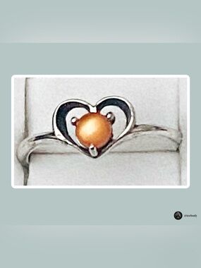 Vintage WMCO Sterling Silver Paua Abalone Heart Ring NWT Deadstock